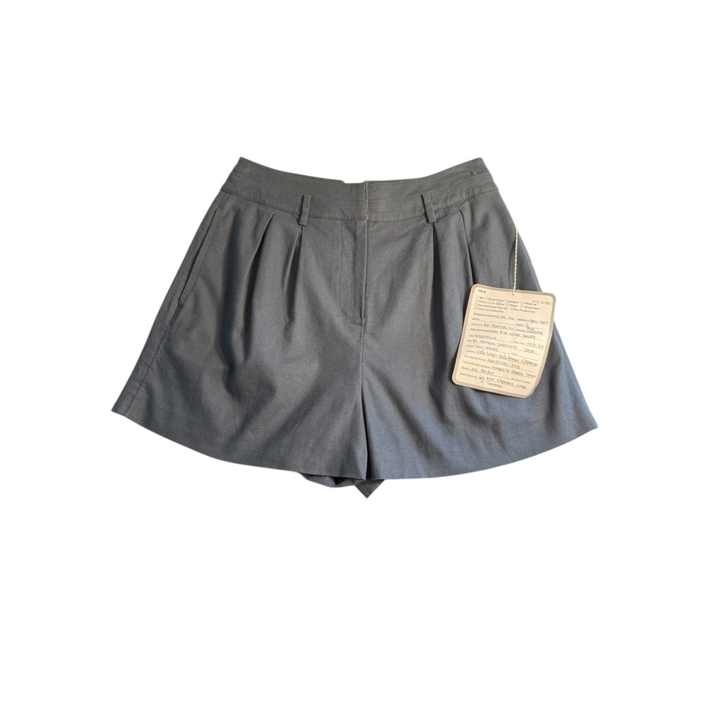 Open Edit Womens Blue Gray Pleated High Rise Tailored Shorts Size 6 NEW Sample